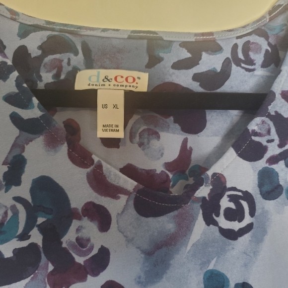 Denim&Co, Size XL vibrant blue/purple l/sleeve tunic tee - Picture 2 of 7